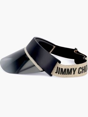 Jimmy Choo Black Visor with Gold Elastic Logo Band